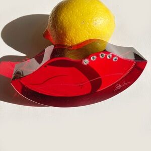 red crystal and rhinestone lips Oleg Cassini